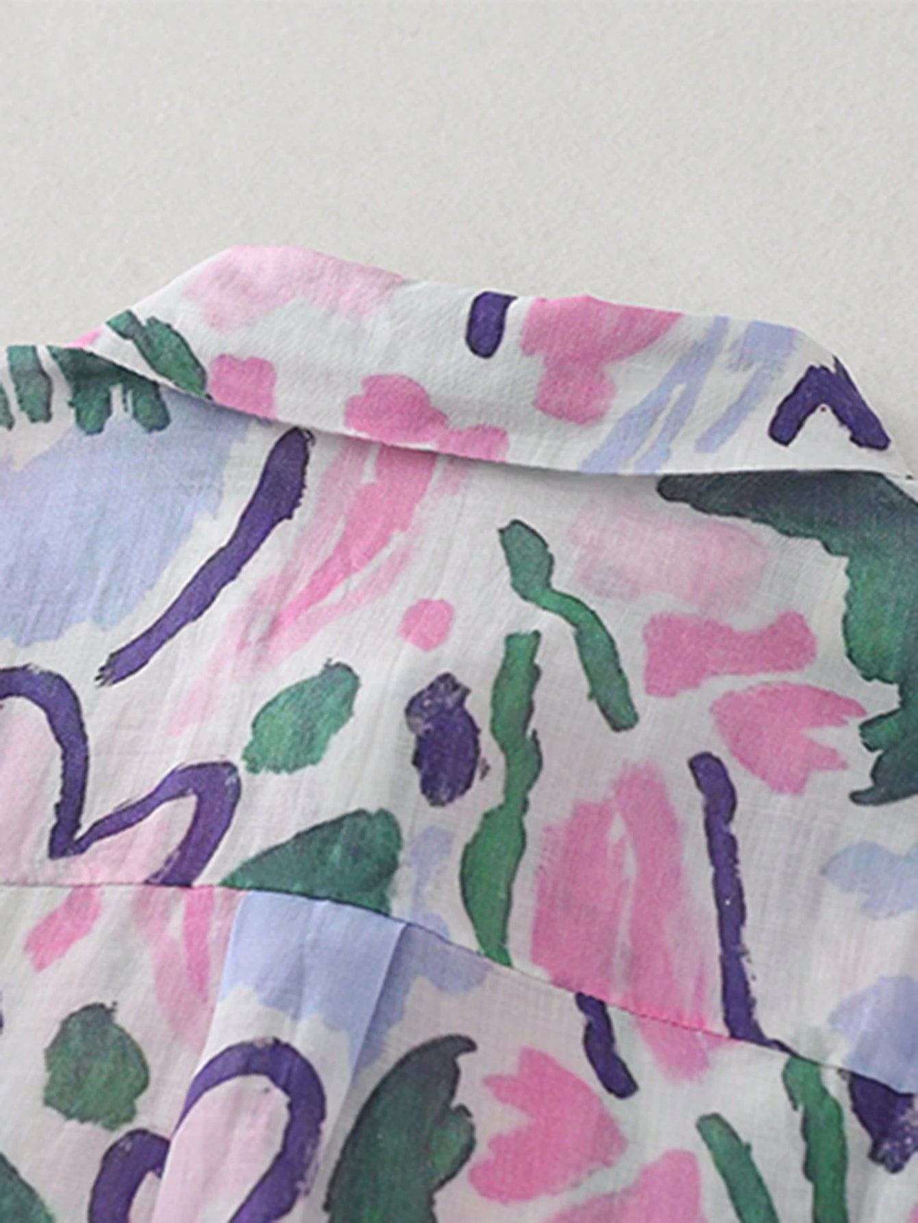 Abstract Floral Print Sheer Button-Up Pure Cotton Printed Shirt