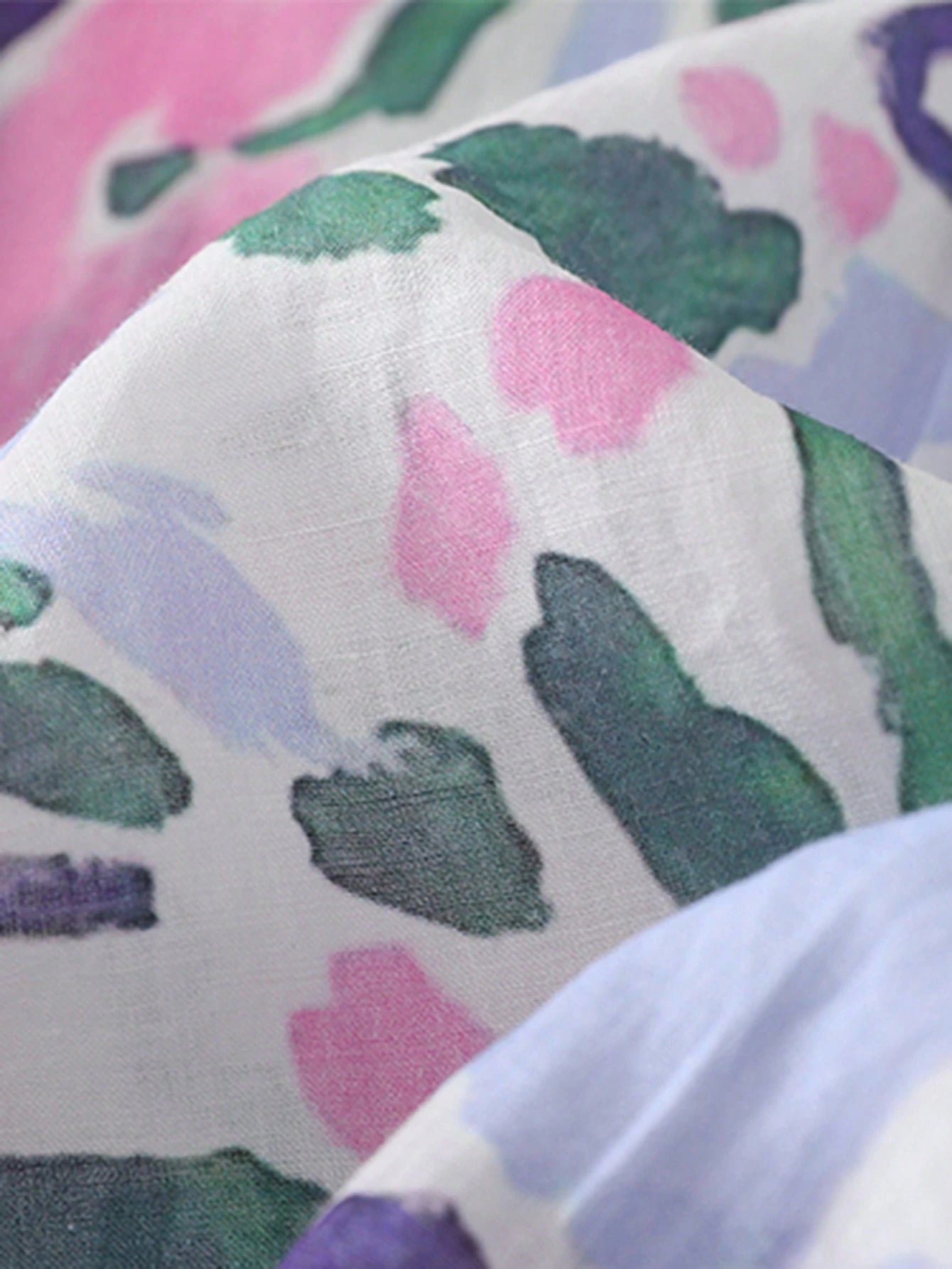 Abstract Floral Print Sheer Button-Up Pure Cotton Printed Shirt