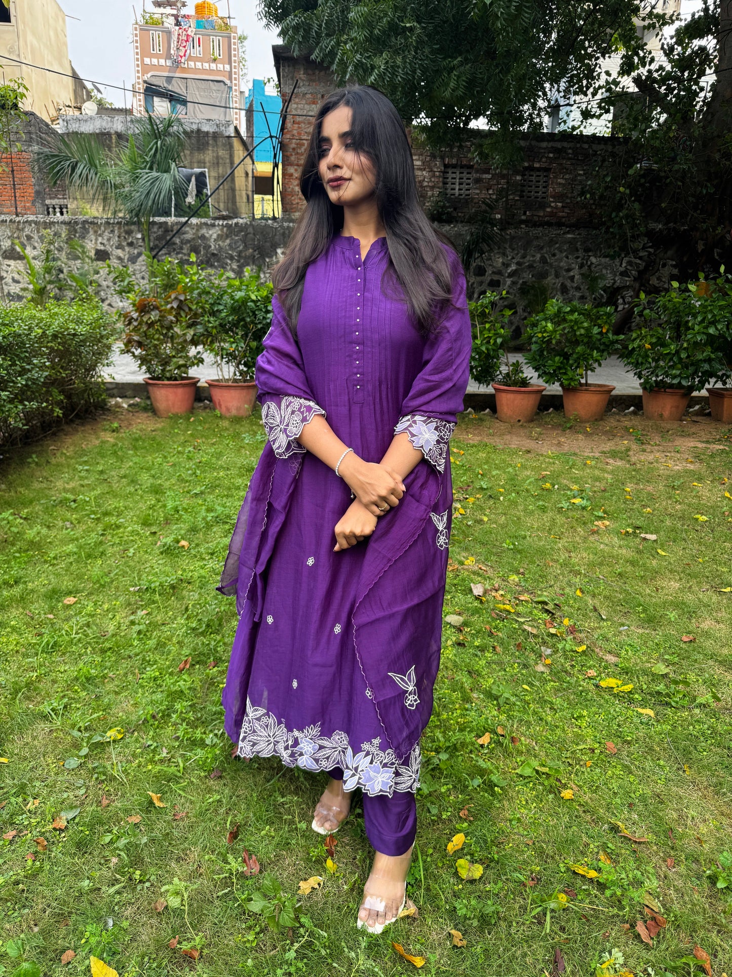 PAARUL Premium Mul Chanderi Thread Embroidered Suit Set ❤️