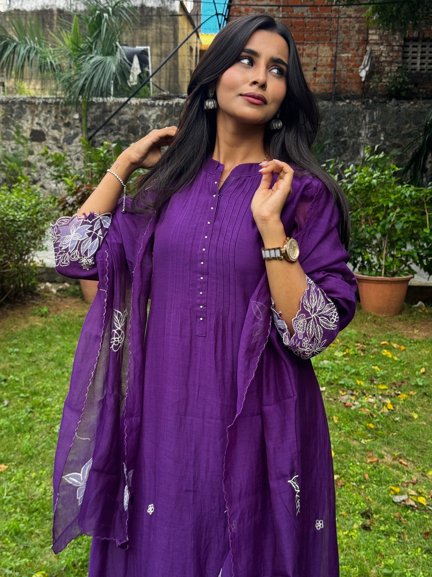 PAARUL Premium Mul Chanderi Thread Embroidered Suit Set ❤️
