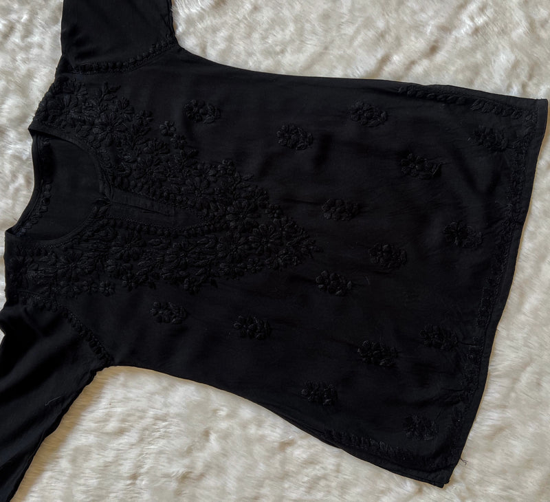 Black Short Rayon Kurta