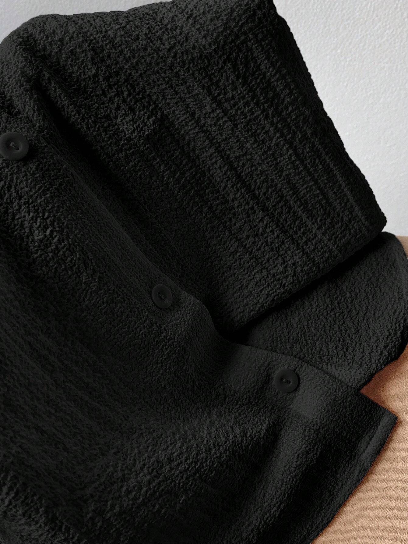 Navy Woven Women's Cropped Shirt