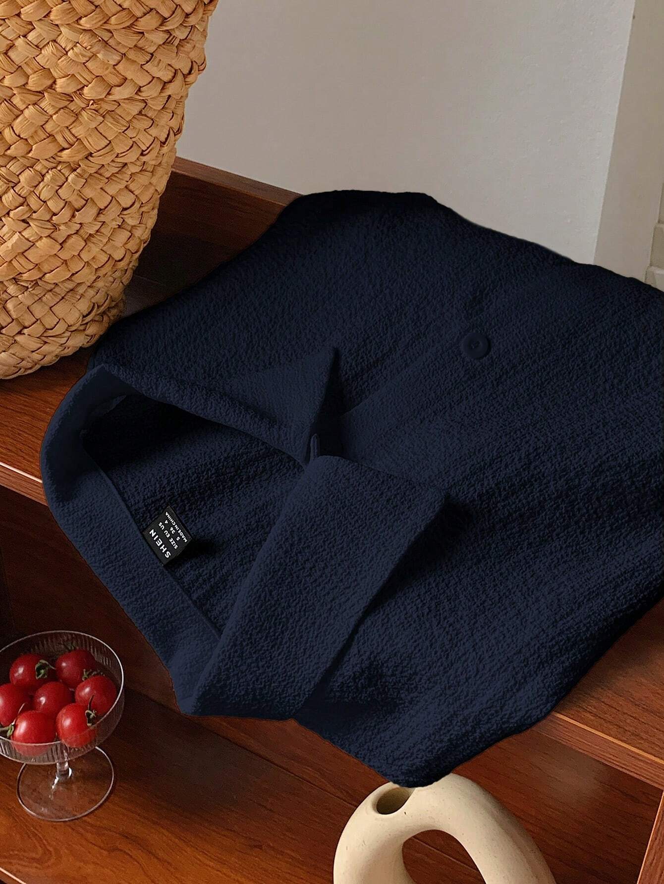 Navy Woven Women's Cropped Shirt