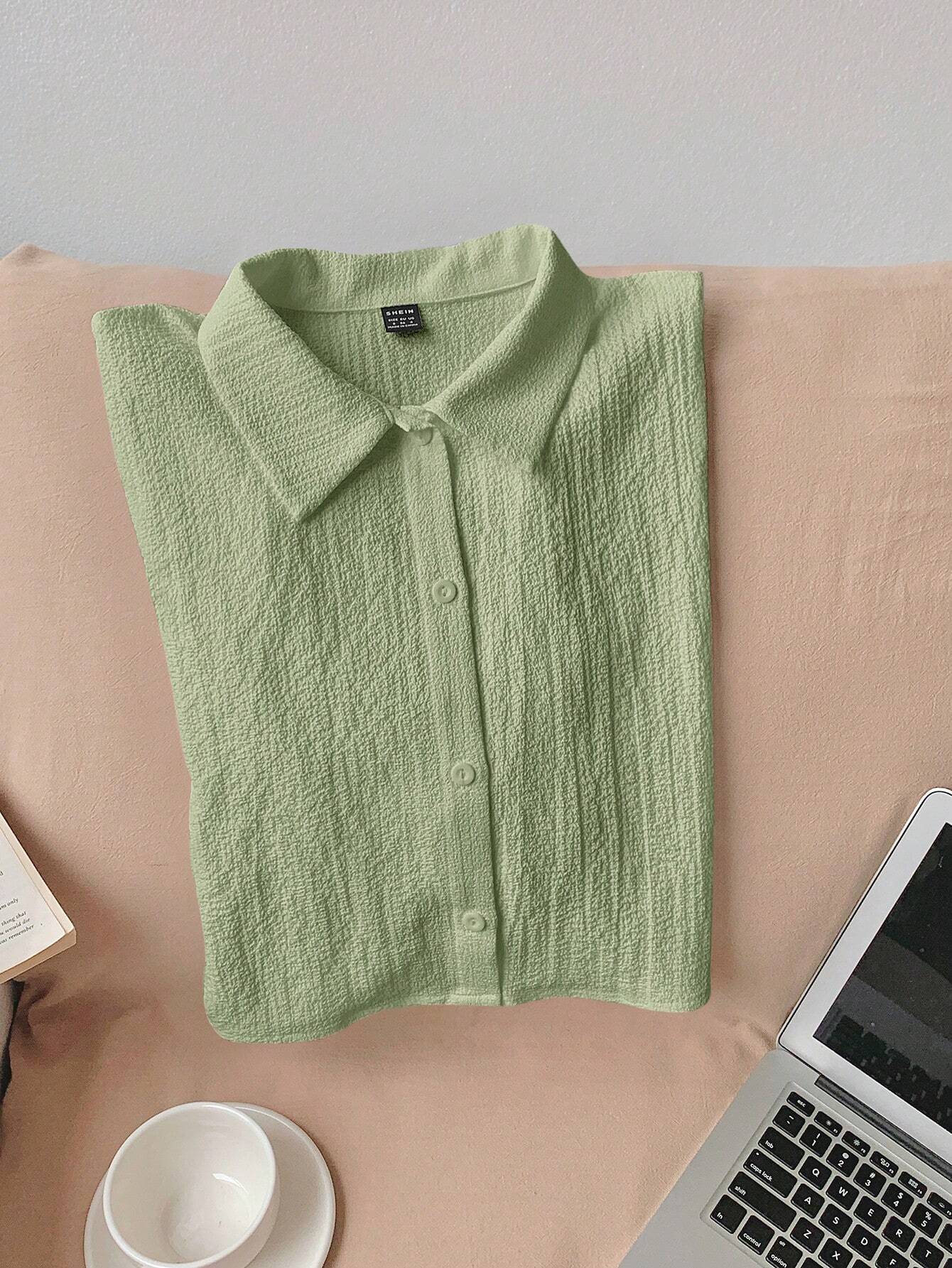 Navy Woven Women's Cropped Shirt