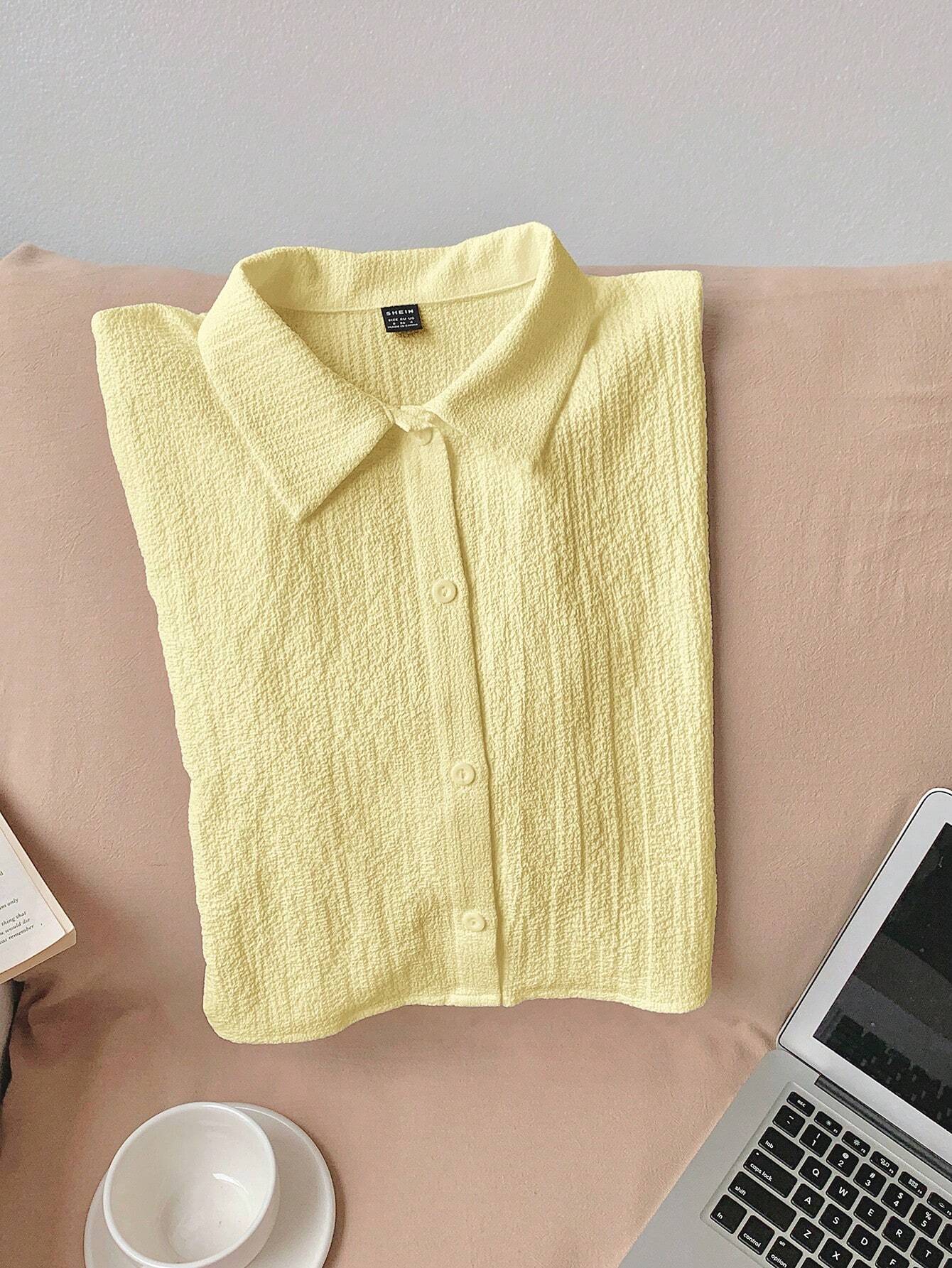 Navy Woven Women's Cropped Shirt