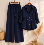 Luxe Breeze Blue Two-Piece Co-Ord Set