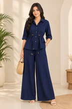 Luxe Breeze Blue Two-Piece Co-Ord Set