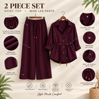 Luxe Breeze Wine Two-Piece Co-Ord Set