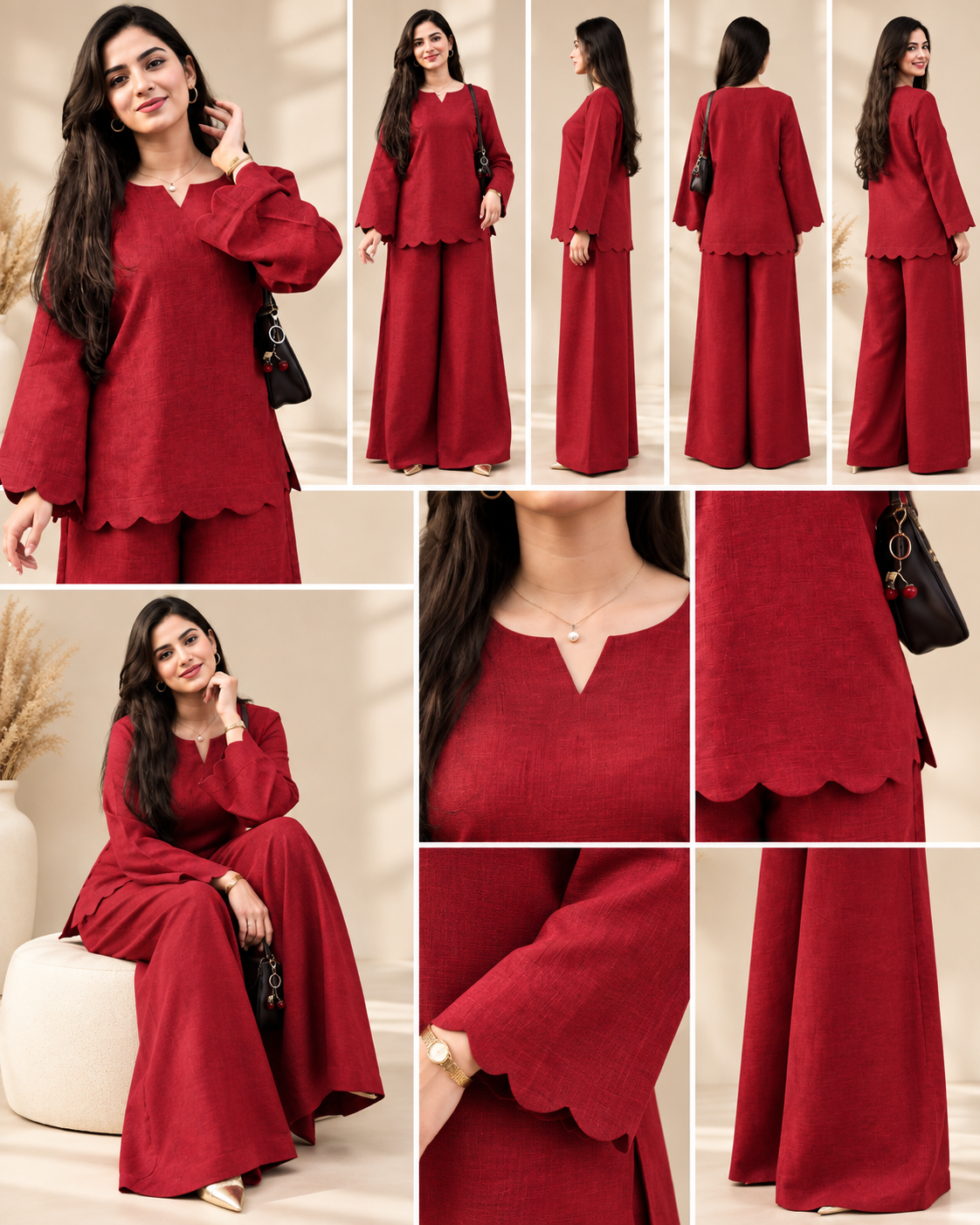 Pure Linen Red Terracotta Co-Ord Set
