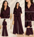 Luxe Breeze Wine Two-Piece Co-Ord Set