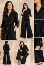 Luxe Breeze Black Two-Piece Co-Ord Set