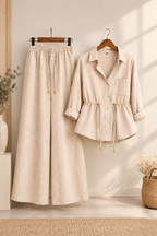 Luxe Breeze Cream Two-Piece Co-Ord Set