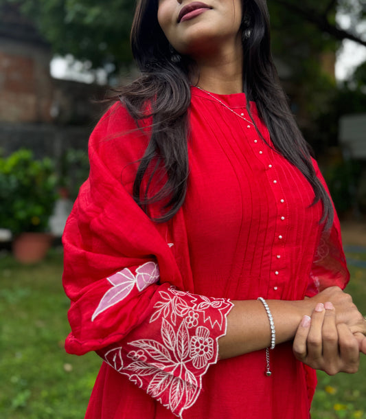 PAARUL Premium Mul Chanderi Thread Embroidered Suit Set ❤️