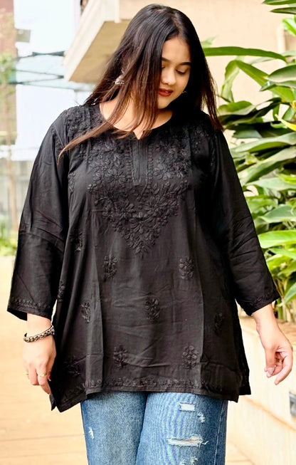 Black Short Rayon Kurta