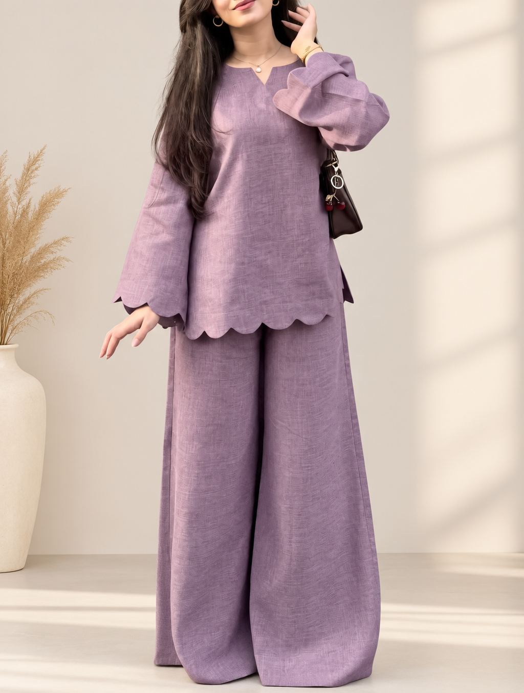 Pure Linen Purple Terracotta Co-Ord Set