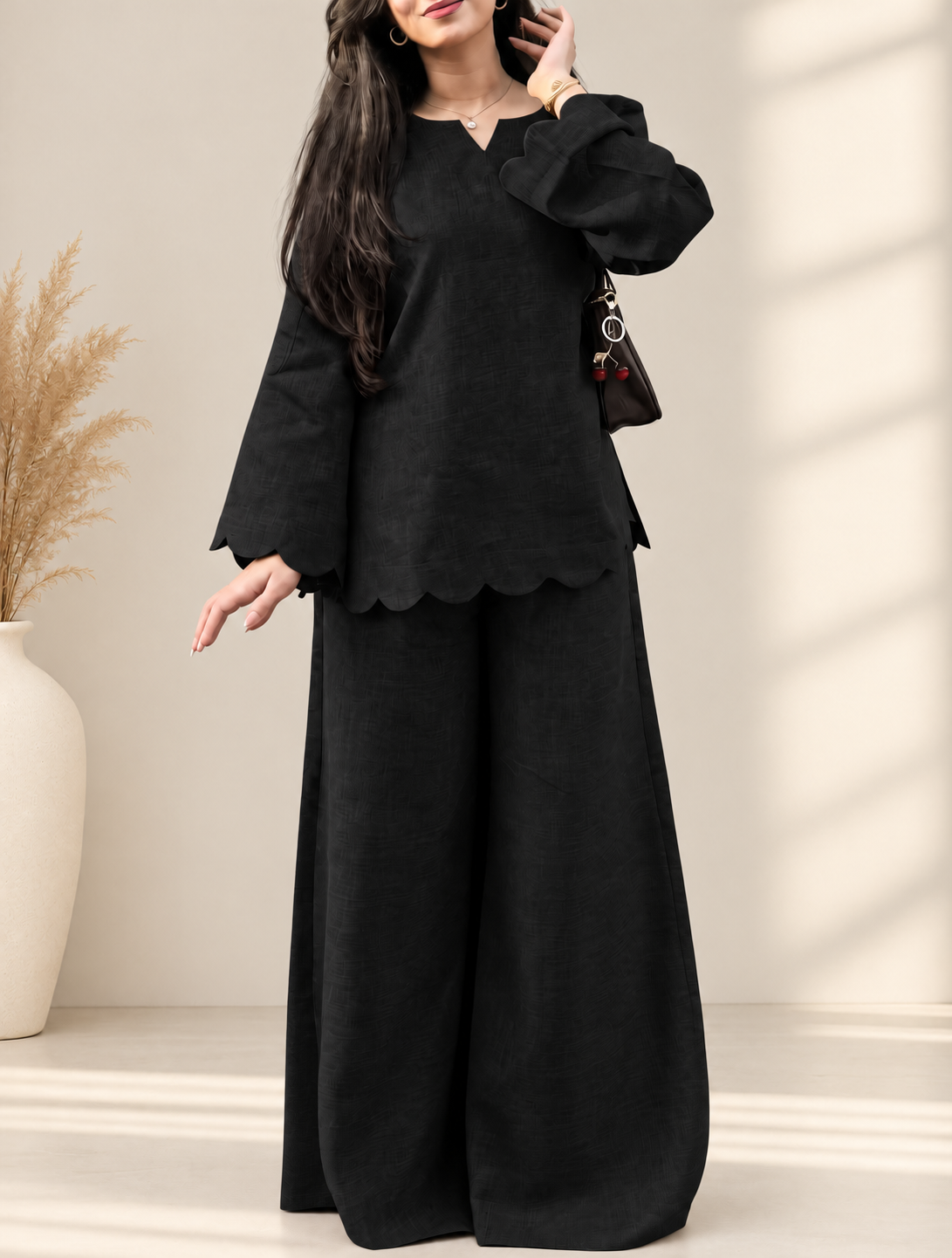 Pure Linen Black Terracotta Co-Ord Set