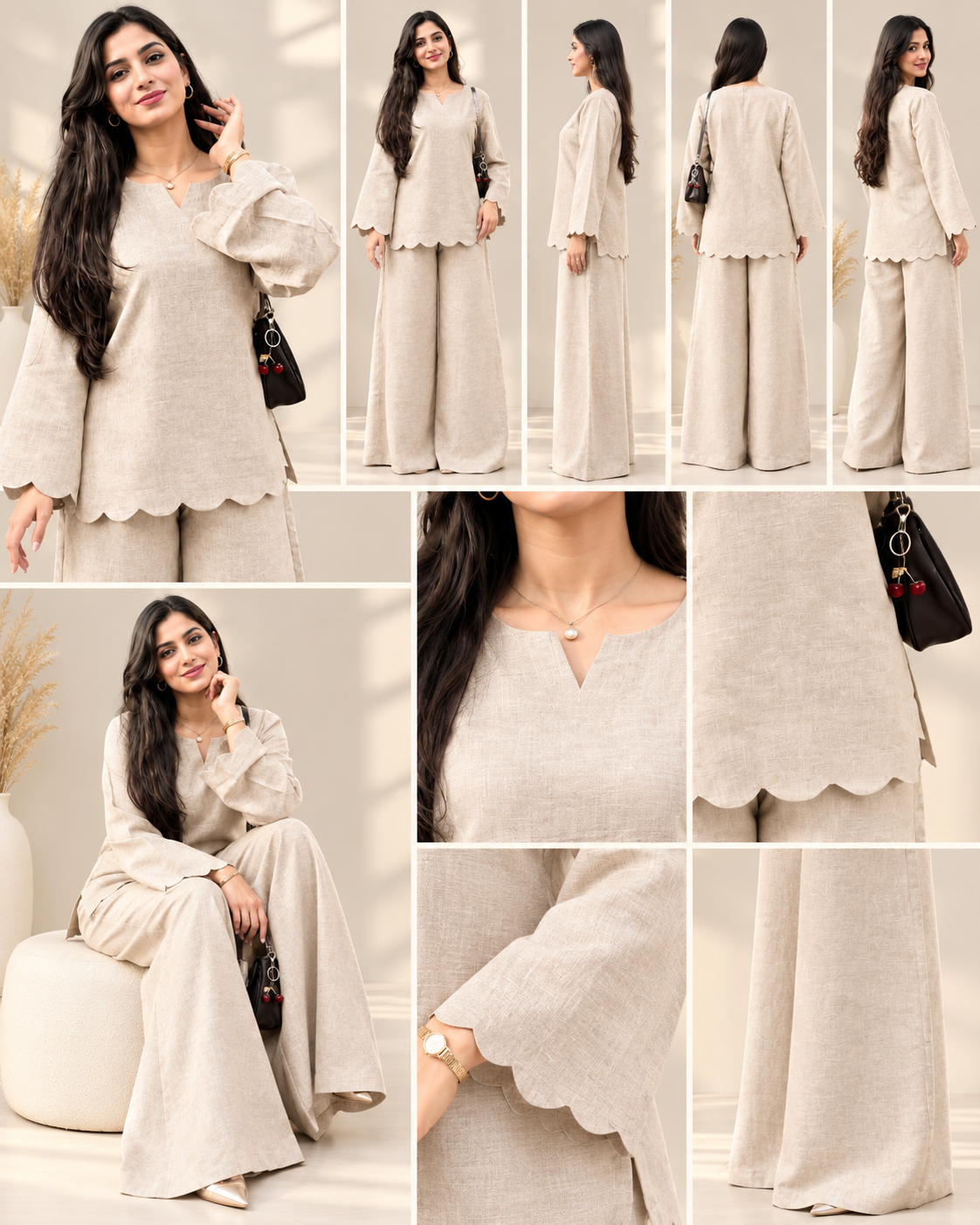 Pure Linen Cream Terracotta Co-Ord Set