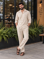 Men’s Premium Cotton Cuban Collar Relaxed Fit Co-Ord Set