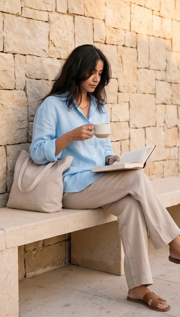 Dusty Blue Linen Co-ord Set