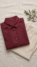 Maroon Linen Co-ord Set