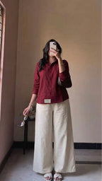 Maroon Linen Co-ord Set