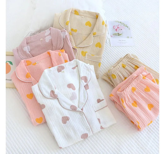 Heart Print Pajama Set
