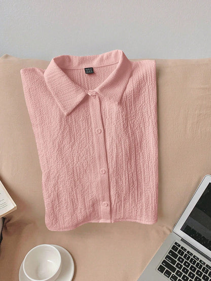 Navy Woven Women's Cropped Shirt
